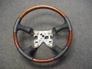 02 chevrolet truck steering wheel Leather wood Four Wood Dk Walnut Graphite GM 300x225 1