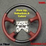 98 02 GM Steering Wheel Real Carbon fiber Red Lthr