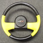 Corvette Carbon Fiber with Yellow Black Perf steering wheel Leather