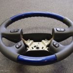 GM 03 chevrolet truck steering wheel Leather wood Marine Blue Painted angle