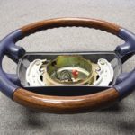 Mercedes Benz steering wheel Rosewood Blue Leather Angle