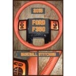 ford f350 2015 leather steering wheel cover orange