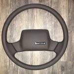 Toyota Land Cruiser Oak Leather Steering Wheel Restoration w Horn / FJ-62 Series / 1988-1990 / Clean Cover Wrap Repair / p2892