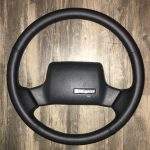 Toyota Land Cruiser Black Leather Steering Wheel Restoration / FJ-62 Series / 1988-1990 / Clean Cover Wrap Repair / p3219