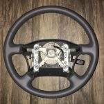 Toyota Land Cruiser Black Leather Steering Wheel Restoration w Cover / 80 Series / 1995-1997 / Clean Cover Wrap Repair / p3356