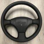 Toyota Land Cruiser Leather Steering Wheel Restoration w Horn / 70 Series FJ80 / 1991-1994 / Clean Cover Wrap Repair / p9093