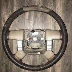 Ford F150 King Ranch Leather Steering Wheel Restoration / 2004-2008 / Clean Cover Wrap Repair / BEFORE p1581