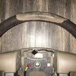 Ford F150 King Ranch Leather Steering Wheel Restoration / 2004-2008 / Clean Cover Wrap Repair / BEFORE p1582