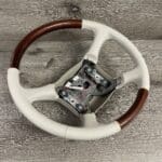 Cadilac Escalade 2000 Steering Wheel Restored to New Leather and Wood P2492