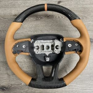 Dodge Challenger 2015 Steering Wheel Restored to New Leather and Added Carbon Fiber P4560