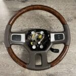 Dodge Ram 1500 2010 Steering Wheel Restored to New Leather and Wood P0368