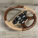 Mercedes Steering Wheel Restored to New Leather and Wood P4234