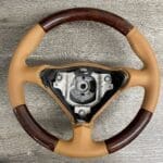 Porsche 911 Millenium 2000 Steering Wheel Restored to New Leather and Wood P4965