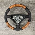 Porsche Boxster 2000 Steering Wheel Restored to New Leather and Wood P3377