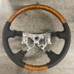 Toyota Land Cruiser Steering Wheel Restored to New Leather and Wood P0073