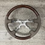 Toyota Land Cruiser Steering Wheel Restored to New Leather and Wood P3386
